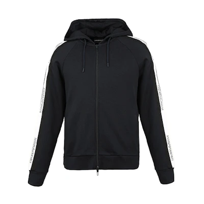 Emporio Armani Black Letter Print Zip-Up Hooded Jacket 3H1MG-61J07Z-0999