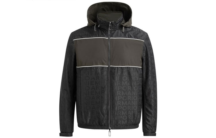 Emporio Armani Black Letter Print Zip-Up Hooded Jacket 6K1BP9-1NWEZ-0019