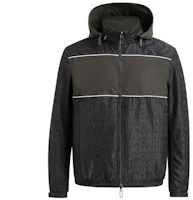 Emporio Armani Black Letter Print Zip-Up Hooded Jacket 6K1BP9-1NWEZ-0019 Emporio Armani Black Letter Print Zip-Up Hooded Jacket 6K1BP9-1NWEZ-0019