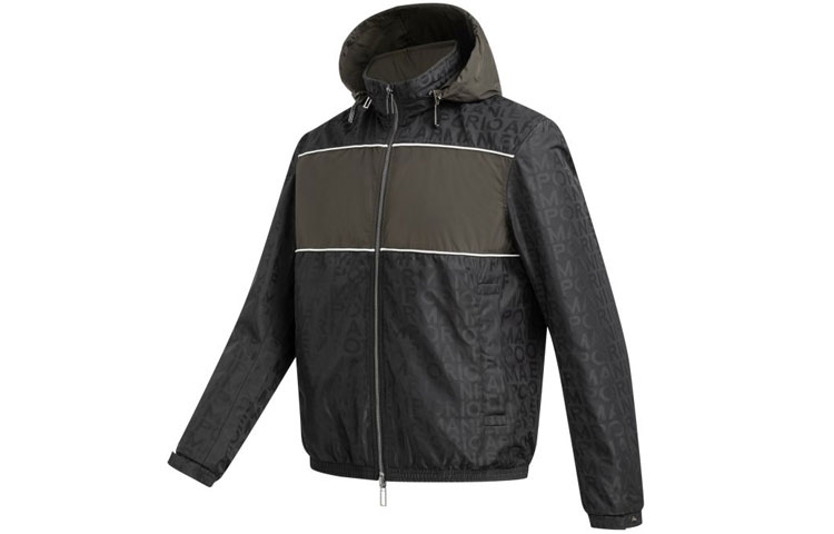 Shop 엠포리오 아르마니 블랙 레터 프린트 후드 집업 재킷 6K1BP9-1NWEZ-0019