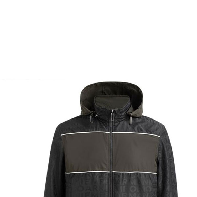 Details for 엠포리오 아르마니 블랙 레터 프린트 후드 집업 재킷 6K1BP9-1NWEZ-0019