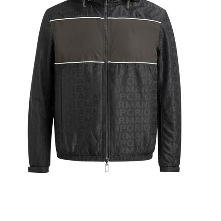 Sizing 엠포리오 아르마니 블랙 레터 프린트 후드 집업 재킷 6K1BP9-1NWEZ-0019