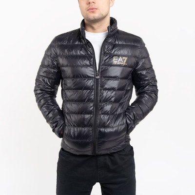EMPORIO ARMANI Black Lightweight Puffer Jacket with Logo Print 8NPB01-PN29Z-0208 Purchase EMPORIO ARMANI Black Lightweight Puffer Jacket with Logo Print 8NPB01-PN29Z-0208