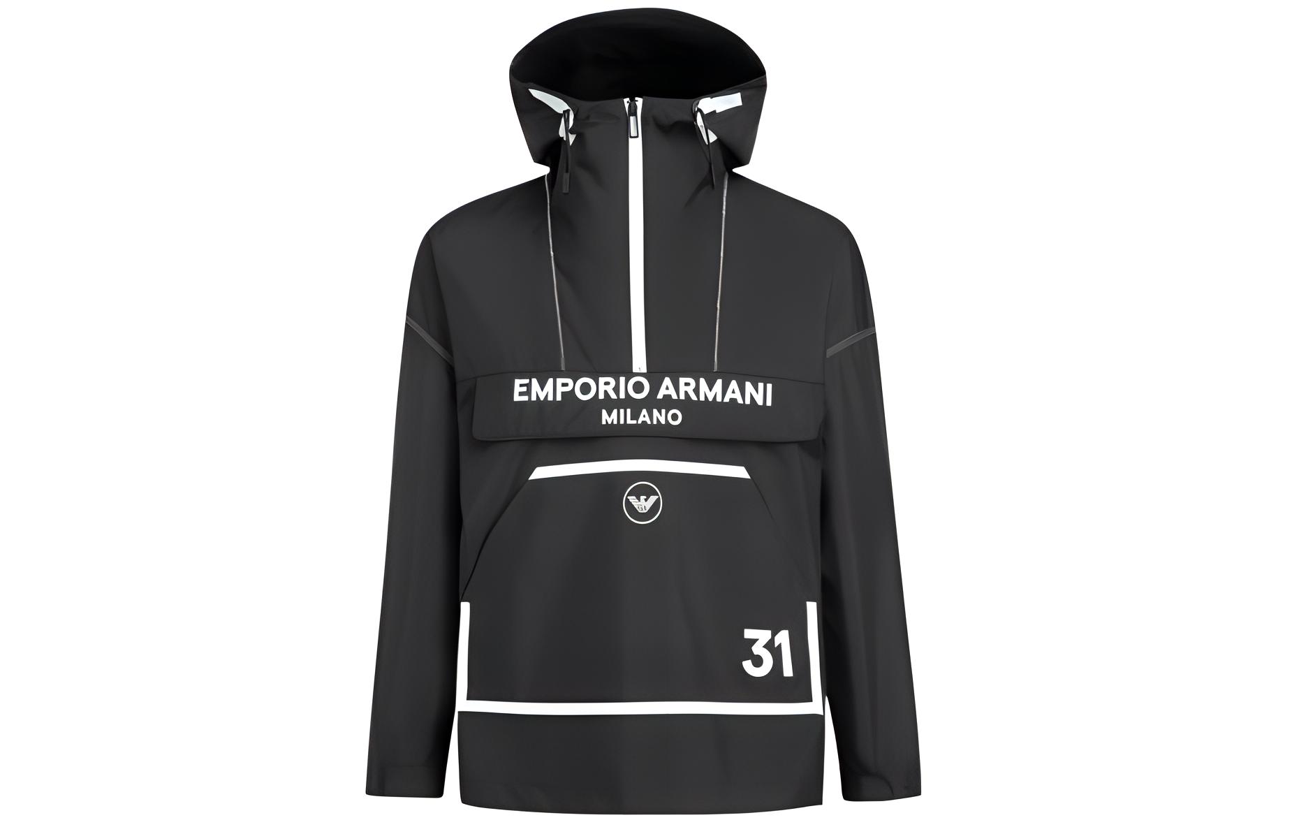 Emporio Armani Black Logo-Print Loose Fit Hoodie 3L1B67-1NTHZ-0999