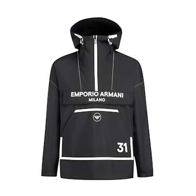 Emporio Armani Black Logo-Print Loose Fit Hoodie 3L1B67-1NTHZ-0999