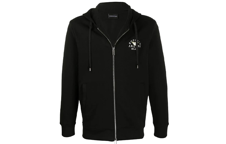 Emporio Armani Black Logo Casual Zip-Up Jacket Sweatshirt 3H1M9E-1JHSZ-0999