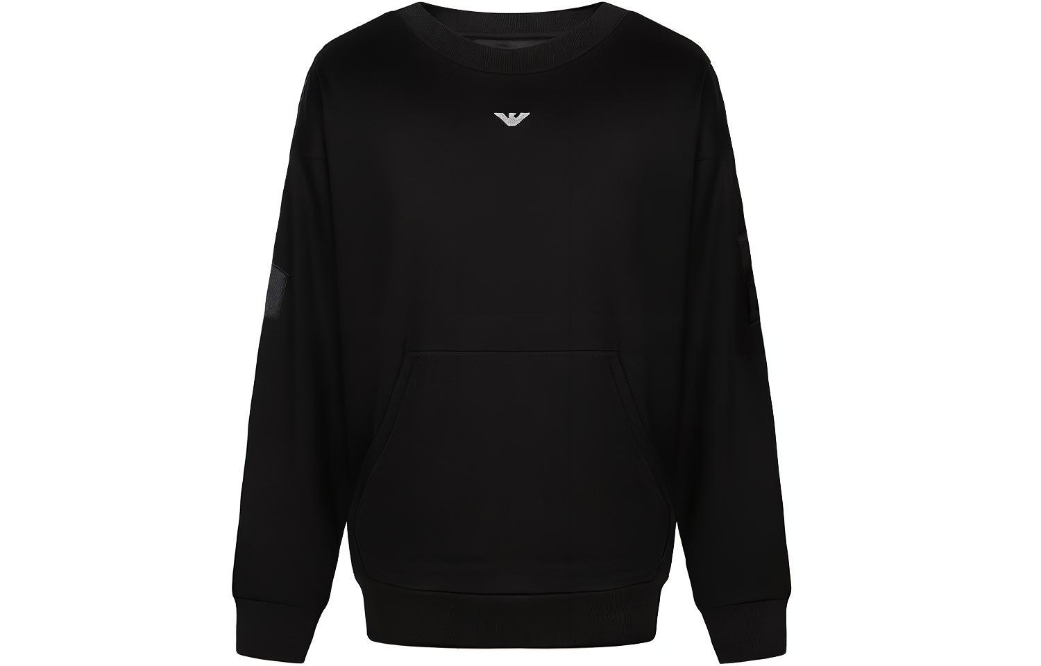 Emporio Armani Black Logo Cotton Pullover Sweatshirt 3G1M96-1JSQZ-0999