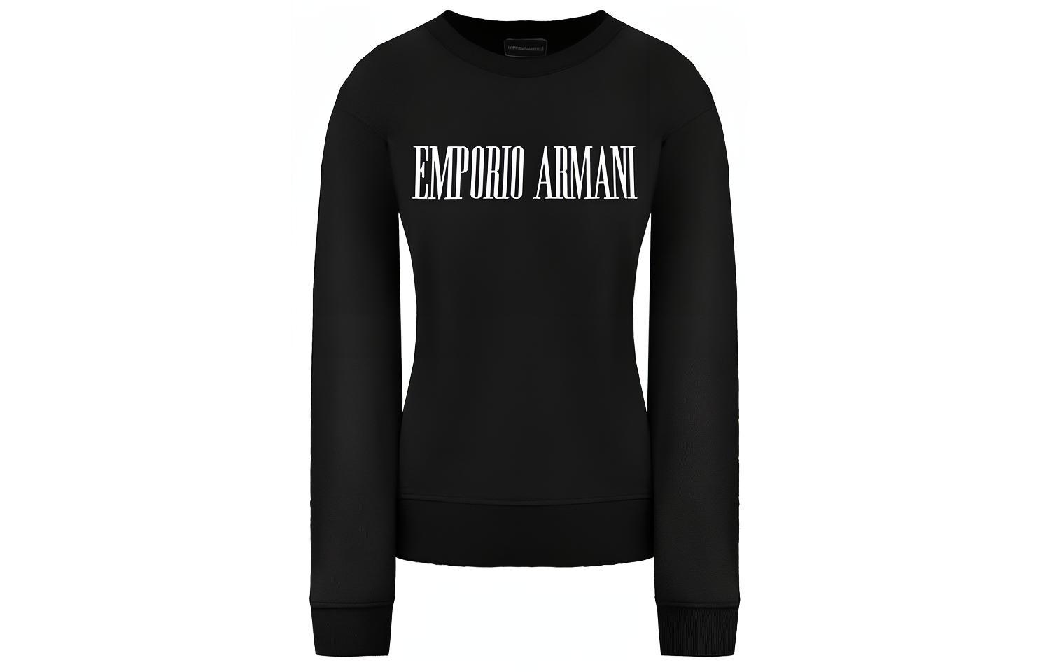 Emporio Armani Black Logo Crewneck Cotton Sweatshirt 3G1M63-1J07Z-0999