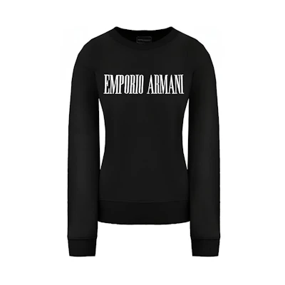 Emporio Armani Black Logo Crewneck Cotton Sweatshirt 3G1M63-1J07Z-0999