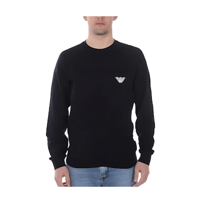 Emporio Armani Black Logo Crewneck Slim Fit Long Sleeve Sweatshirt POIZON240715920