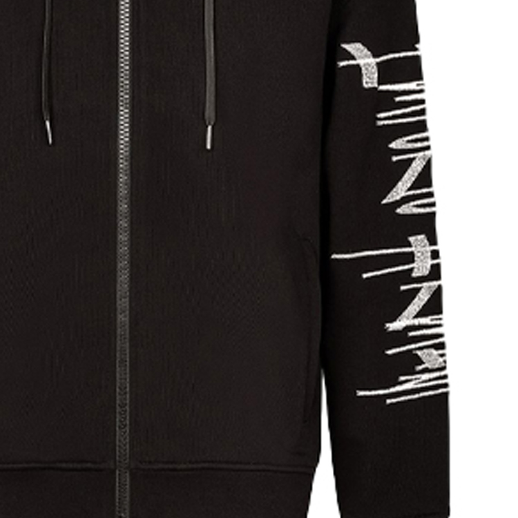 Sizing Emporio Armani 黑色滿版Logo連帽拉鍊外套 6K1MCT-1JHSZ-0068