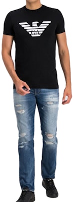 Emporio Armani Black Logo Eagle Crewneck T-shirt 8N1T99-1JNQZ-0999 Purchase Emporio Armani Black Logo Eagle Crewneck T-shirt 8N1T99-1JNQZ-0999