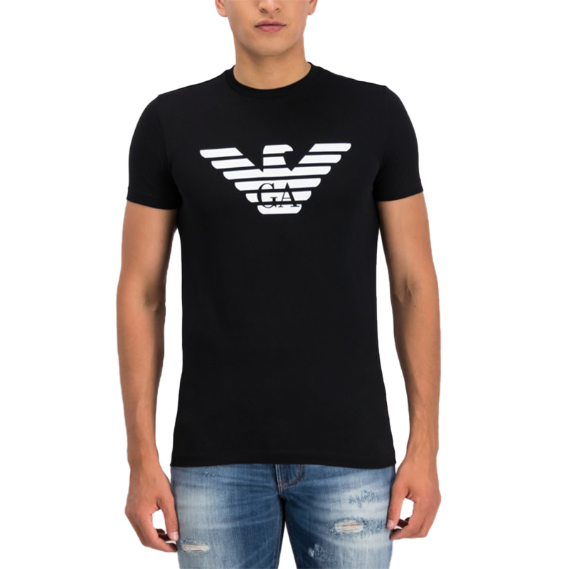 Details for エンポリオアルマーニ ブラック ロゴ イーグル クルーネック Tシャツ 8N1T99-1JNQZ-0999