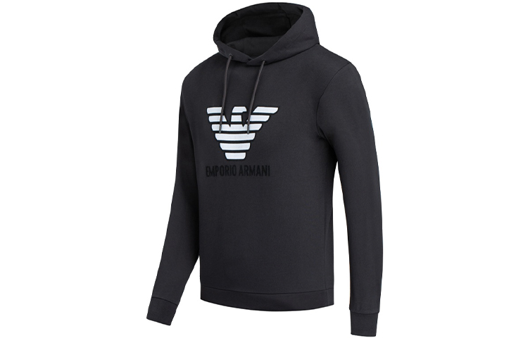 Emporio Armani Black Logo Embroidered Knit Pullover Hoodie 3H1M87-1J07Z-0999 圖 4