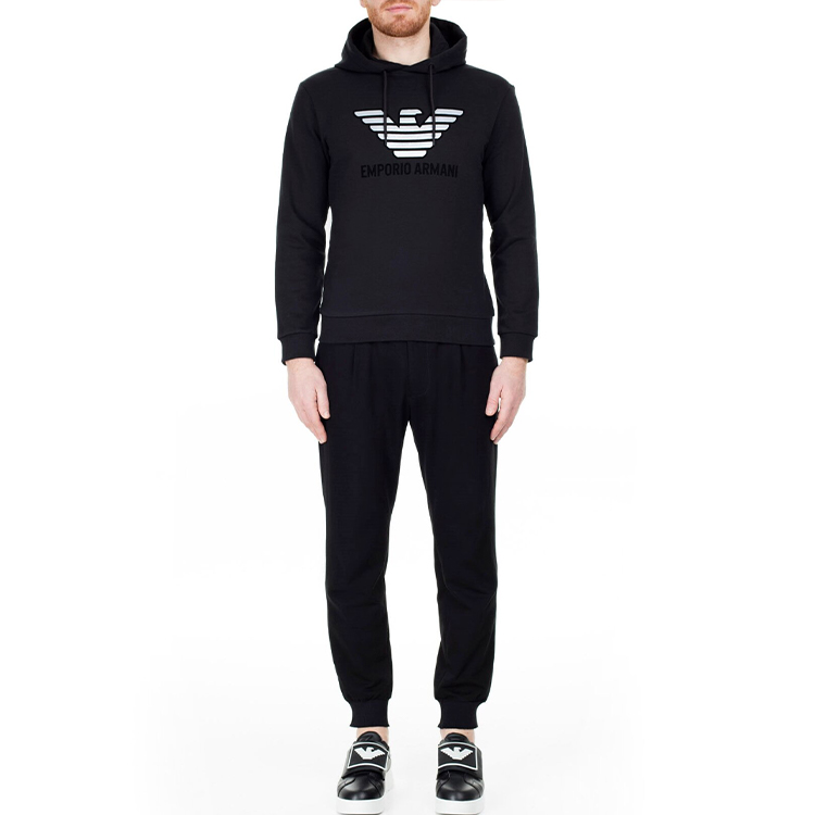 Emporio Armani Black Logo Embroidered Knit Pullover Hoodie 3H1M87-1J07Z-0999 圖 5