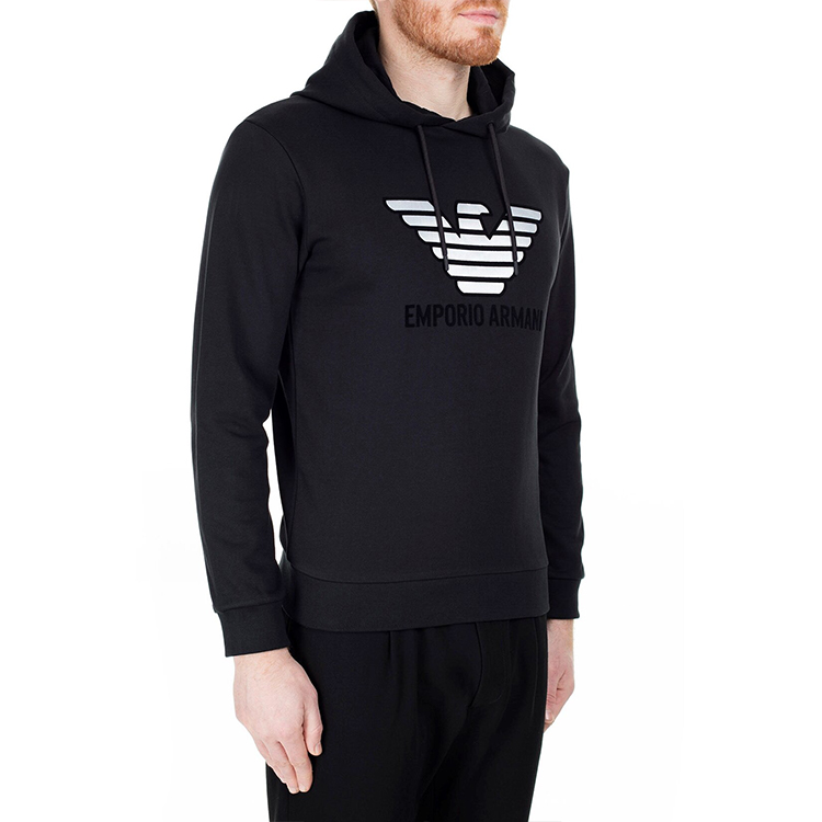Emporio Armani Black Logo Embroidered Knit Pullover Hoodie 3H1M87-1J07Z-0999 圖 8