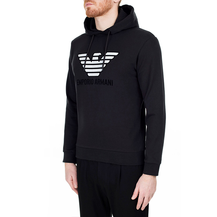 Emporio Armani Black Logo Embroidered Knit Pullover Hoodie 3H1M87-1J07Z-0999 圖 9