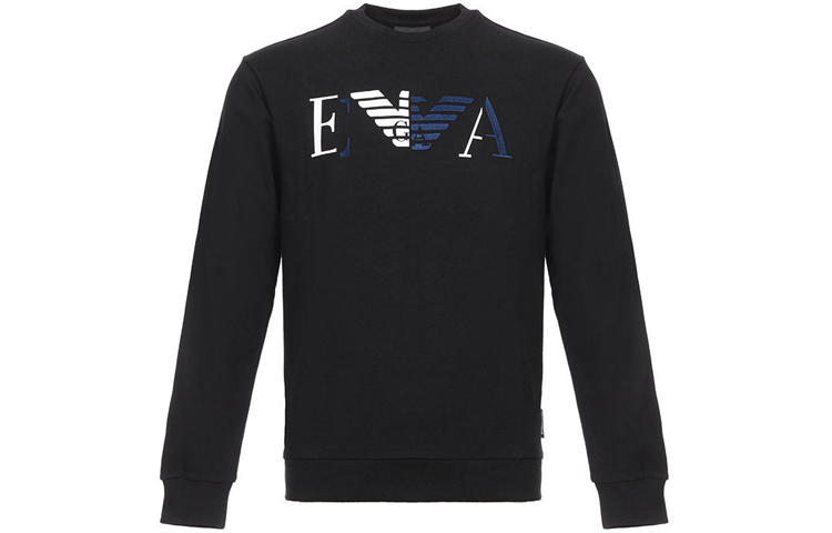 Order Emporio Armani 黑色標誌圖案圓領衛衣 6Z1MB3-1J07Z-0999