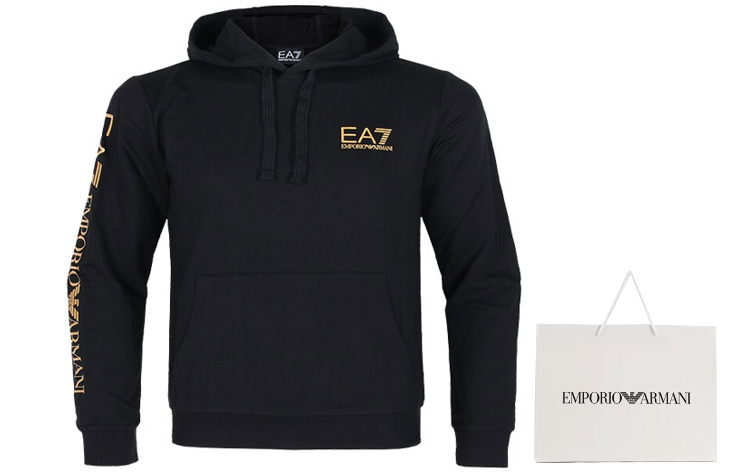 Shop Emporio Armani Hoodie Hitam Logo Lengan Panjang Sweatshirt 8NPM18-PJ05Z12030