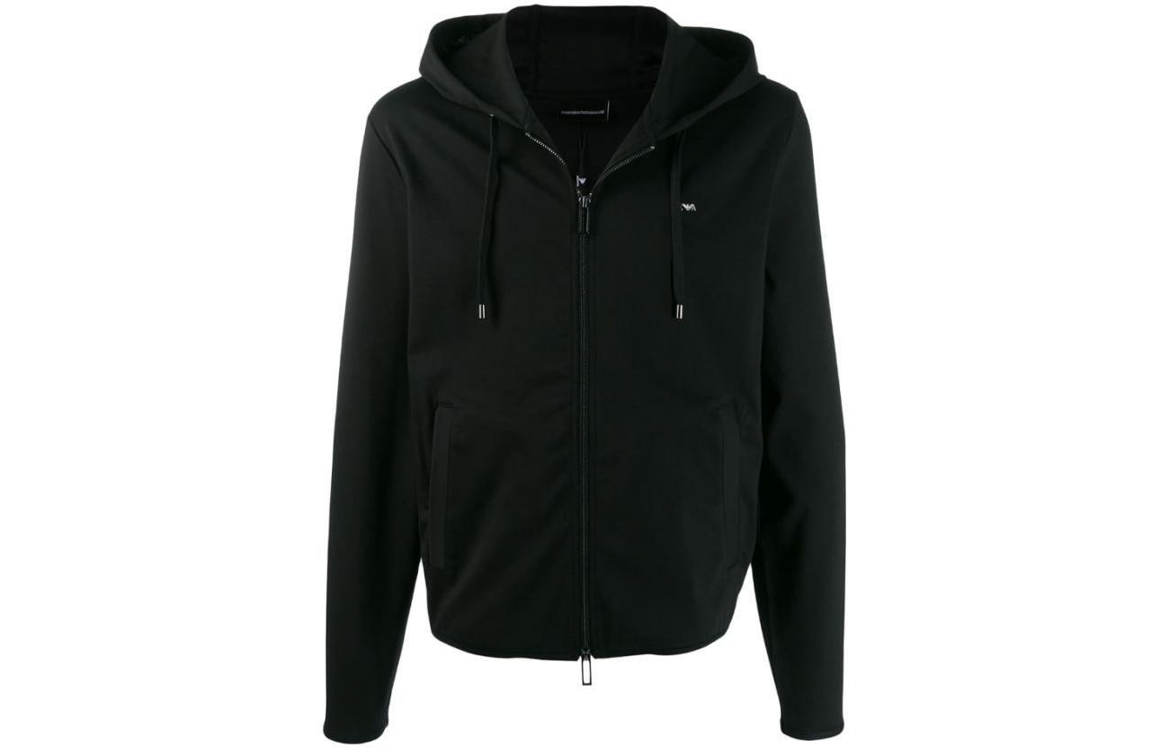 Emporio Armani Black Logo Patch Hooded Casual Jacket 8N1BN2-JBTZ0-0999