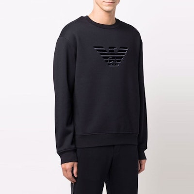 EMPORIO ARMANI 黑色標誌印花休閒衛衣. 6K1M93-1JQNZ-0980 Shop EMPORIO ARMANI 黑色標誌印花休閒衛衣. 6K1M93-1JQNZ-0980