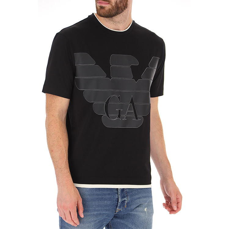 Emporio Armani Black Logo Print Crew Neck T-Shirt 3H1TM0-1JCQZ-G945 圖 7
