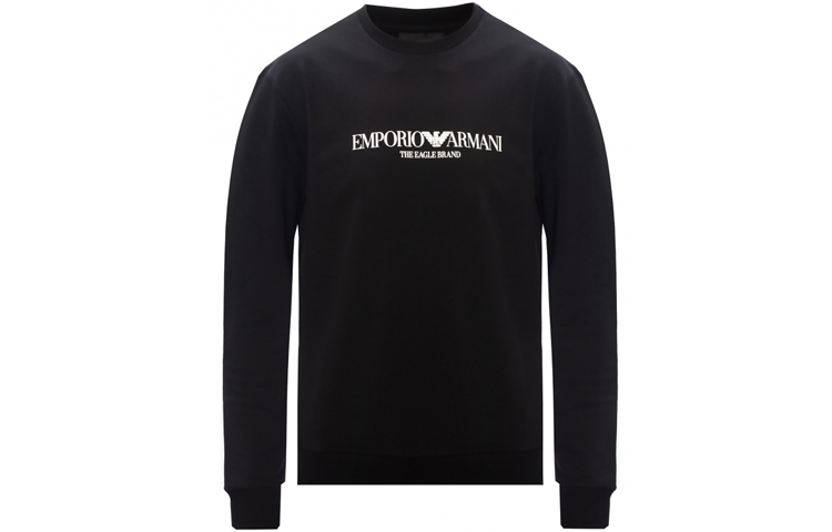 EMPORIO ARMANI Black Logo Print Crewneck Long-Sleeve Sweatshirt 8N1ME8-1J04Z-0999