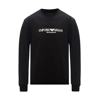 EMPORIO ARMANI Black Logo Print Crewneck Long-Sleeve Sweatshirt 8N1ME8-1J04Z-0999