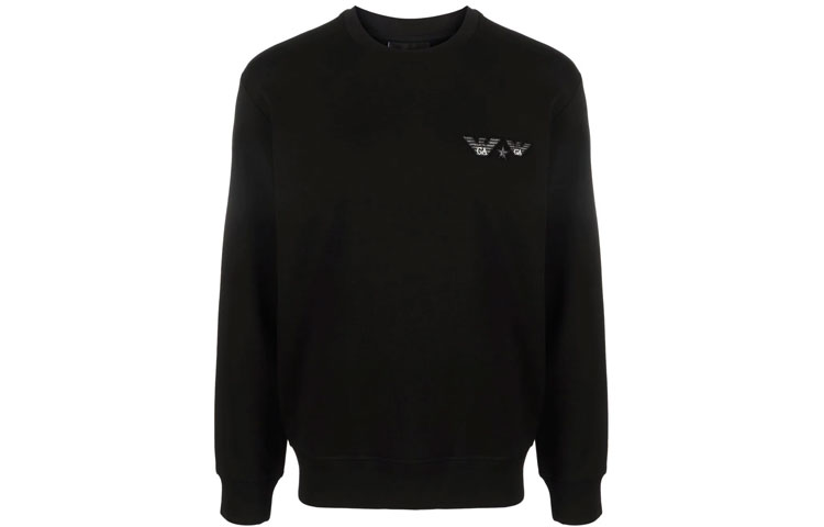 Emporio Armani Black Logo Print Crewneck Long-Sleeve Casual Sweatshirt 6K1M75-1JHSZ-0999