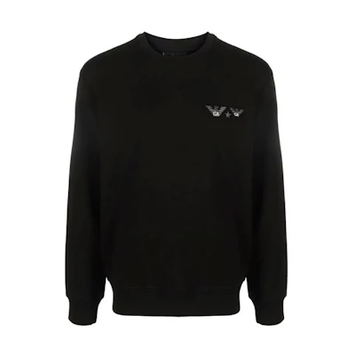 Emporio Armani Black Logo Print Crewneck Long-Sleeve Casual Sweatshirt 6K1M75-1JHSZ-0999