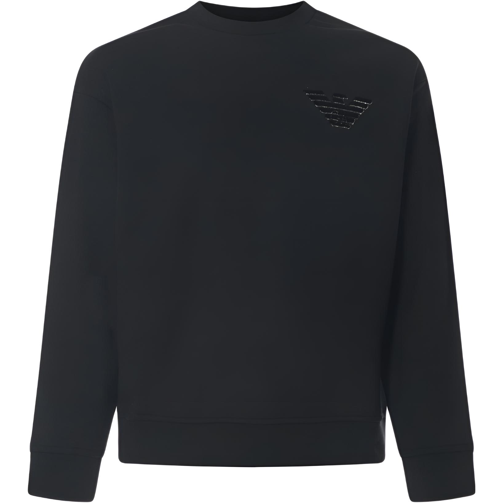 Emporio Armani Black Logo Print Crewneck Sweatshirt SS22 Collection 3L1MCR-1JRIZ-0999