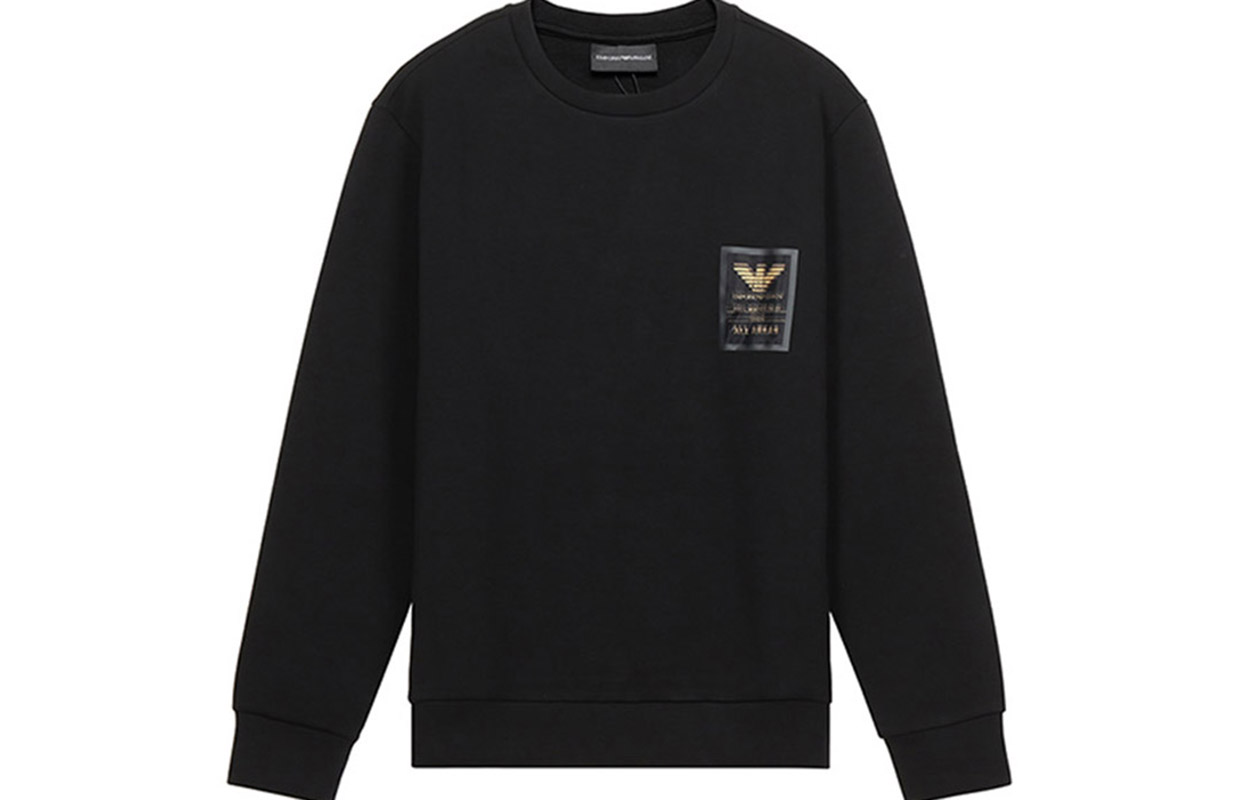 Emporio Armani Black Logo Print Crewneck Sweatshirt 6H1MQ8-1JHSZ-0999