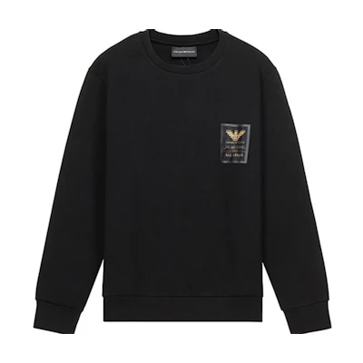 Emporio Armani Black Logo Print Crewneck Sweatshirt 6H1MQ8-1JHSZ-0999
