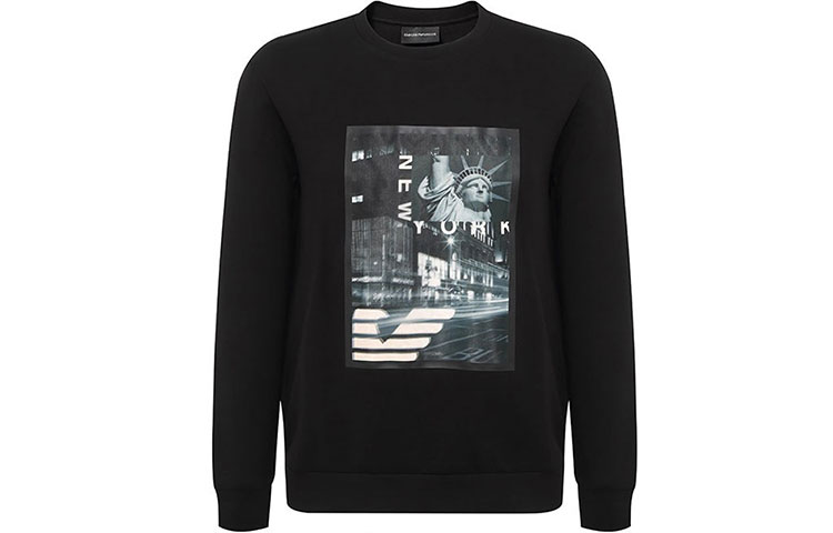 Emporio Armani Black Logo Print Crewneck Sweatshirt. 6H1MQ8-1JHSZ-0012