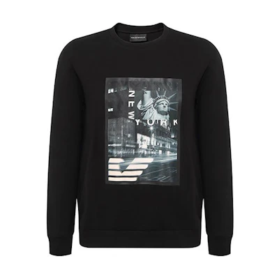 Emporio Armani Black Logo Print Crewneck Sweatshirt. 6H1MQ8-1JHSZ-0012