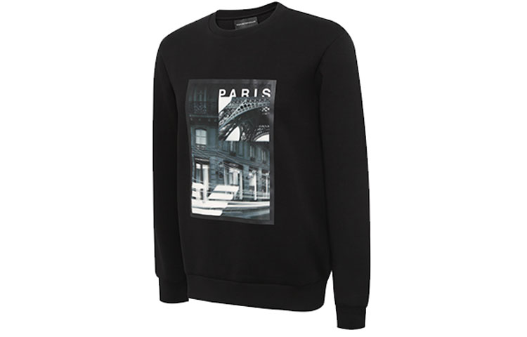 Shop Emporio Armani 黑色標誌印花圓領運動衫 6H1MQ8-1JHSZ-0012