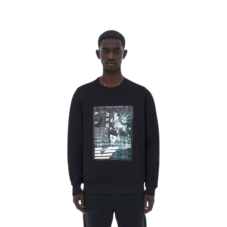Purchase Emporio Armani 黑色標誌印花圓領運動衫 6H1MQ8-1JHSZ-0012