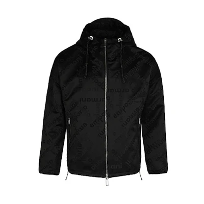 Emporio Armani Black Logo Print Full-Zip Hooded Jacket 3K1BS6-1NZPZ-F024