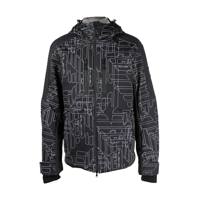 Emporio Armani Black Logo Print Hooded Jacket 6LPG12-PN8HZ-2204