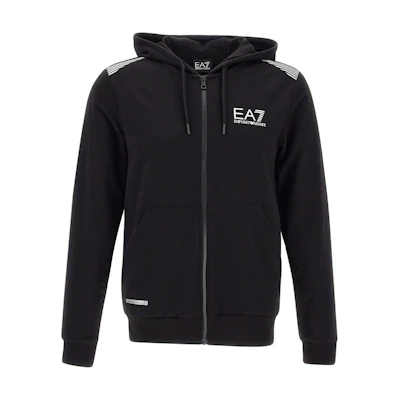 Emporio Armani Black Logo Print Hooded Zip-Up Jacket 3DPM45-PJLIZ-1200