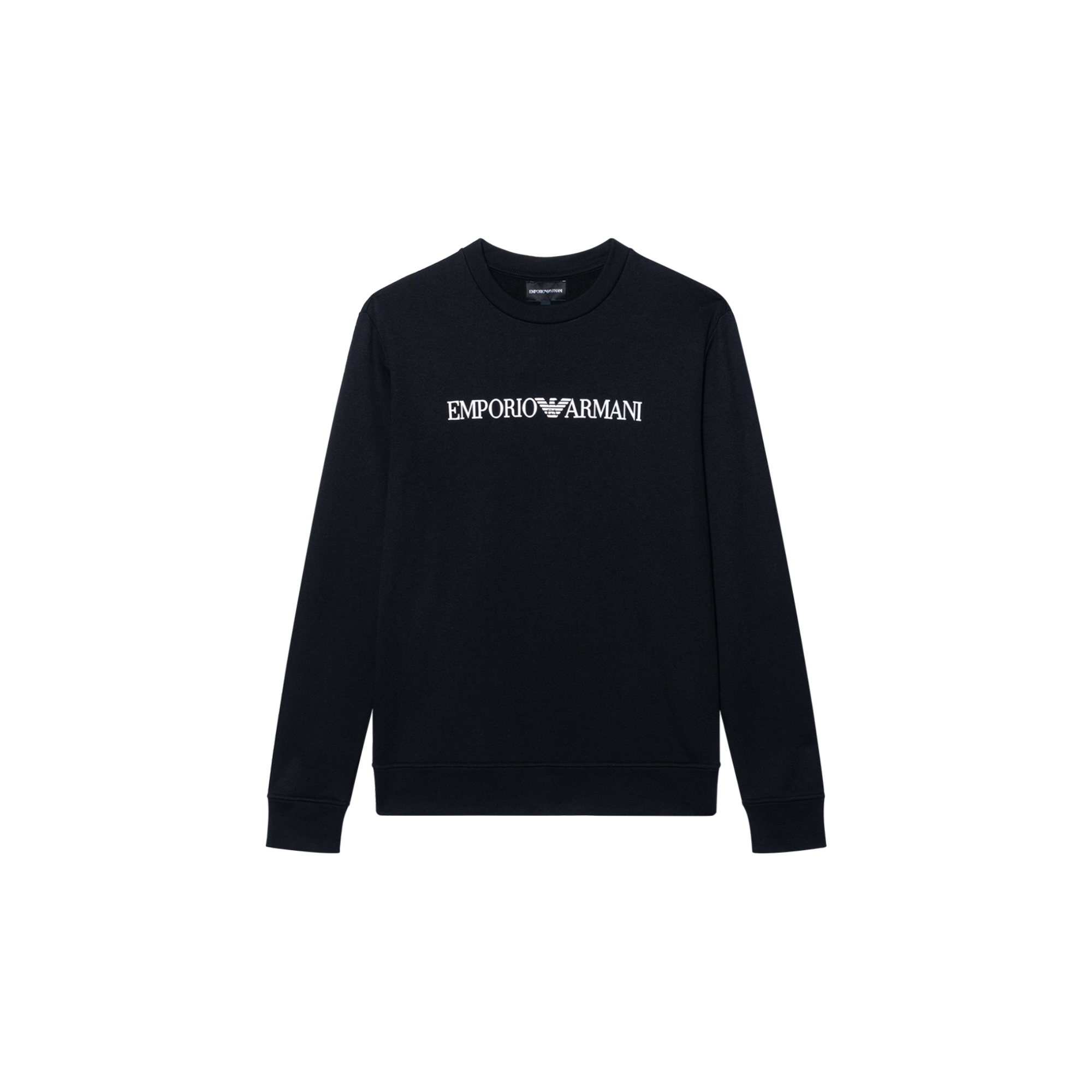 EMPORIO ARMANI Black Logo Print Long Sleeve Crew Neck T-Shirt. 8N1MR6-1JRIZ-F009