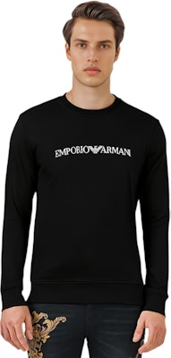 EMPORIO ARMANI 黑色標誌印花長袖圓領T恤。 8N1MR6-1JRIZ-F009 Details for EMPORIO ARMANI 黑色標誌印花長袖圓領T恤。 8N1MR6-1JRIZ-F009