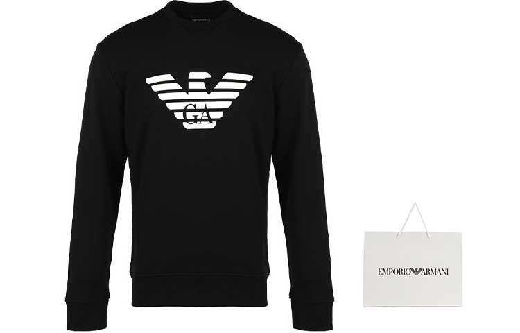 Purchase Emporio Armani Black Logo Print Pullover Sweatshirt. 8N1MR6-1JRIZ-F008