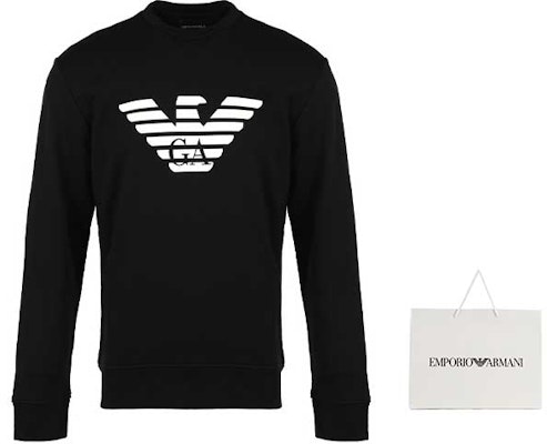 Emporio Armani Black Logo Print Pullover Sweatshirt. 8N1MR6-1JRIZ-F008 Purchase Emporio Armani Black Logo Print Pullover Sweatshirt. 8N1MR6-1JRIZ-F008