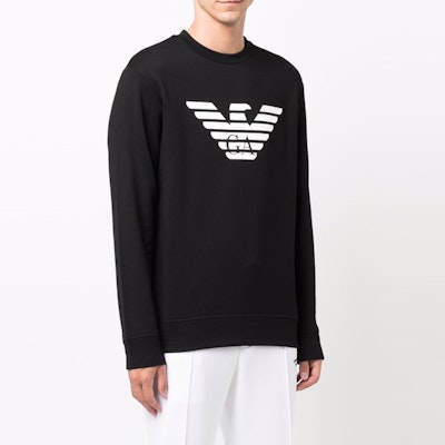 Emporio Armani Black Logo Print Pullover Sweatshirt. 8N1MR6-1JRIZ-F008 Cheap Emporio Armani Black Logo Print Pullover Sweatshirt. 8N1MR6-1JRIZ-F008