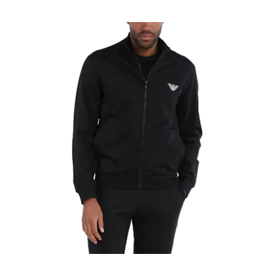 Emporio Armani Black Logo Print Stand Collar Loose Fit Jacket for Men 111532-4R566-00020