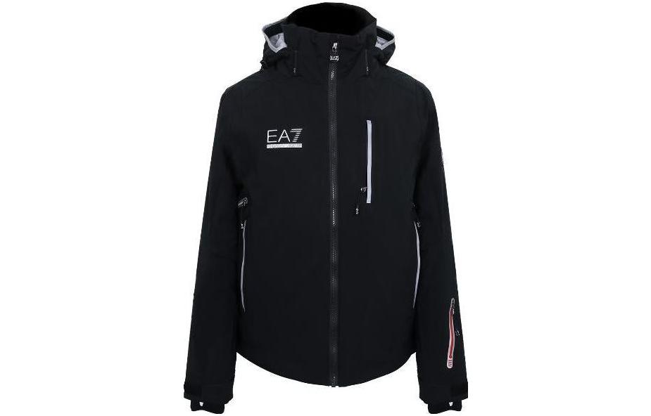 Emporio Armani Black Logo Print Zip-Up Hoodie Jacket Long Sleeve 6XPG10-PN45Z-1200