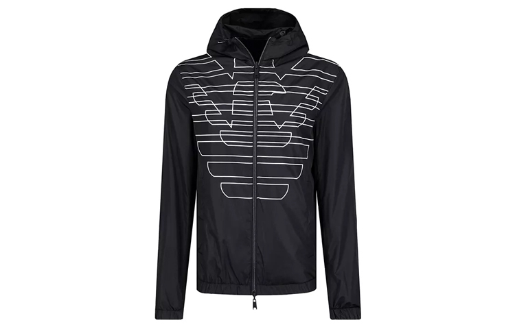 Emporio Armani Black Logo Print Zip-Up Hoodie Jacket 3G1B98-1NDZZ-F002