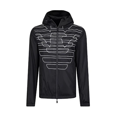 Emporio Armani Black Logo Print Zip-Up Hoodie Jacket 3G1B98-1NDZZ-F002