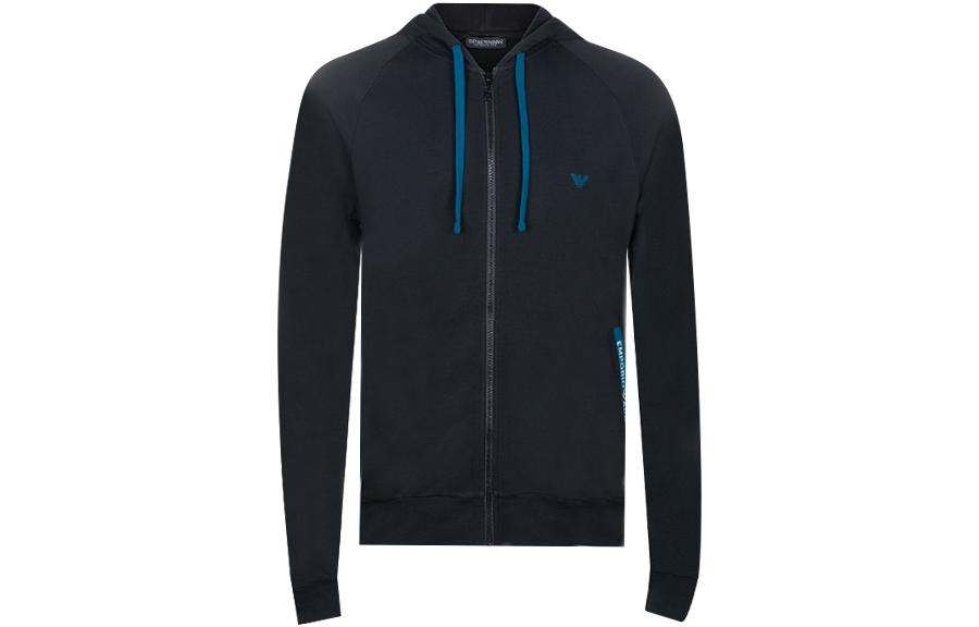 Emporio Armani Black Logo Print Zip Hoodie Casualwear 1118351P575BAS-0020